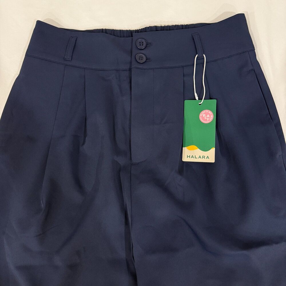 HALARA NWT High Waisted “Parisian Night” Navy Straight Leg Work Pant Size Medium - Picture 6 of 10